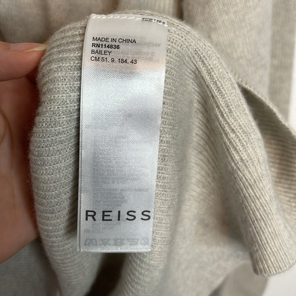 Reiss Wool and Cashmere Blend Quarter Zip Sweater in Gray Size Small - Picture 3 of 7